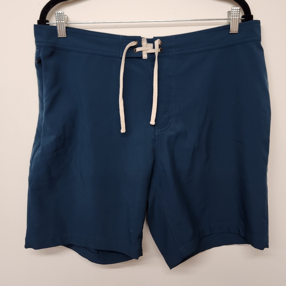 Taylor Stitch Swim Trunks Mens 34 Teal Blue Swimwear Drawstring Board Shorts